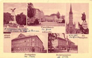 Cegléd, Vasútállomás, Posta palota, Reálgimnázium