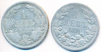 Bulgária 1882. 1L Ag + 1891. 1L Ag T:3,2- Bulgaria 1882. 1 Lev Ag + 1891. 1 Lev Ag C:F,VF Krause KM#4,13