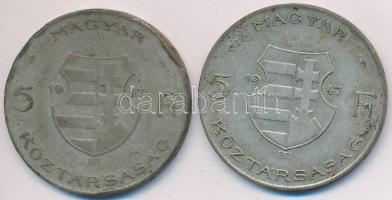 1947. 5Ft Ag "Kossuth" (2x) T:2-,3 Adamo F8.1