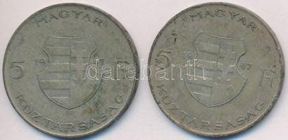 1947. 5Ft Ag "Kossuth" (2x) T:2-,3 Adamo F8.1
