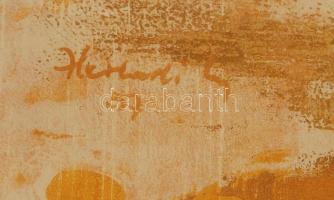 Herendi Gyula (1926- ): Csendélet 1957, monotípia, farost, paszpartuban, jelzett, üvegezett fa keret...