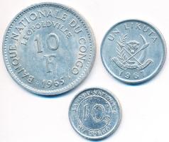 Kongói Demokratikus Köztársaság 1965. 10Fr Al + 1967. 10s Al + 1L Al T:2,2- Congo Democratic Republic 1965. 10 Francs Al + 1967. 10 Sengis Al + 1 Likuta Al C:XF,VF