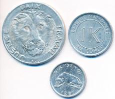 Kongói Demokratikus Köztársaság 1965. 10Fr Al + 1967. 10s Al + 1L Al T:2,2-
Congo Democratic Republi...