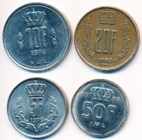 Luxemburg 1976. 10Fr Ni + 1979. 5Fr CuNi + 1982. 20Fr Br + 1988. 50Fr Ni T:2,2- Luxembourg 1976. 10 Francs Ni + 1979. 5 Francs CuNi + 1982. 20 Francs Br + 1988. 50 Francs Ni C:XF,VF