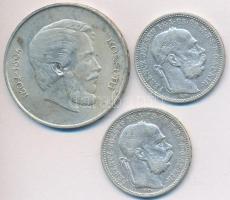 1894-1896. 1K Ag "Ferenc József" (2x) + 1947. 5Ft "Kossuth" Ag T:2-