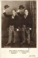 Das heitere Alt-Wiener Duett, L. Godoscev, L. Celakowsky, dedicated postcard, photo Wolfan