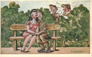 6 db RÉGI motívumlap; humoros grafikai katonai lapok / 6 old motive cards; Military humorous graphic...