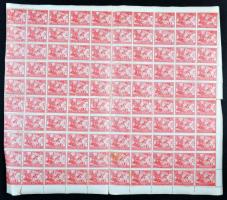 Románia Pentru Sinistrati 1Leu segélybélyeg teljes 100-as ív, hajtott (kis rozsda)