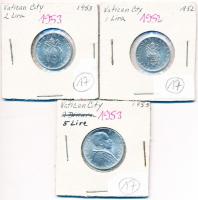 Vatikán 1952. 1L Al + 1953. 2L Al + 5L Al "XII. Pius" T:1,1-
Vatican 1952. 1 Lira Al + 195...