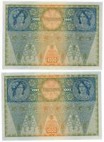 1902. 1000K "Deutschösterreich" felülbélyegzéssel (2x), mindkét oldal német, sorszámkövető...