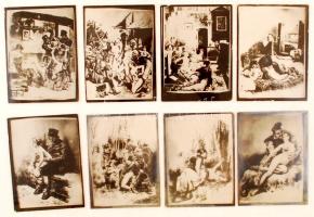 Pornográf rajzok üvegdián, 12 db