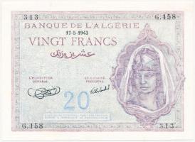 Algéria/Szövetséges megszállás 1943. 20Fr T:II- Algeria/Allied occupation 1943. 20 Francs C:VF Krause 92
