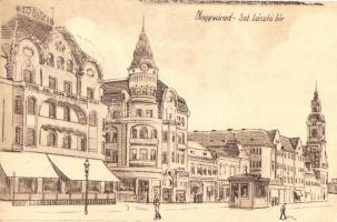 Nagyvárad, Szent László tér, Fekete Sas szálloda / square, hotel, So. Stpl