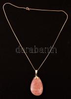 Rózsakvarc függő ezüst (Ag) láncon, jelzett, lánc súlya: 3,5 g