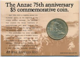 Ausztrália 1990. 5$ Al-Br "Anzac 75. évfordulója" dísztokban T:2 Australia 1990. 5 Dollars Al-Br "The Anzac 75th anniversary" in paper case C:XF