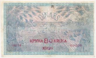 Jugoszlávia/Szerb-Horvát-Szlovén Királyság 1919. 20D "80K" felülbélyegzéssel T:restaurált
...