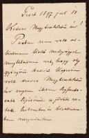 1897 ifj. Tisza Kálmán gróf (1867-1947) saját kézzel írt levele Szél Kálmán nagyszalontai esperesnek, amelyben megkéri, hogy küldje el esketési beszédét, amelyet a Keglevich Ilona grófnővel kötött házasság alkalmával mondott el