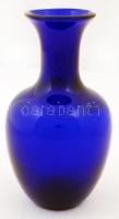 Kék üvegváza, hibátlan, m: 20 cm