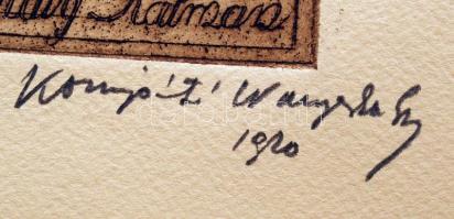 Komjáti-Wanyerka Gyula (1894-1958): Erotikus ex libris Koronthály Kálmán. Rézkarc, papír, jelzett, l...