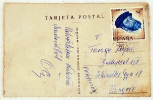 1958 Puskás Ferenc (1927-2006) aláírása és üdvözlő sorai a Faragó Lajosnak címzett képeslapon