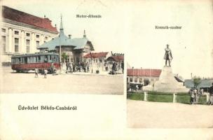 Békéscsaba, Villamos (motor) állomás, Kossuth szobor, villamos (EK)