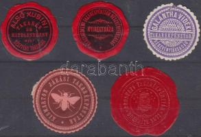 Takarékpénztárak 5 db pecsétbélyeg (kis beszakadás)