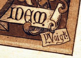 P. Voigt jelzéssel: Ex libris Ernst von Brauchitsh, rézmetszet, papír, 9×6,5 cm