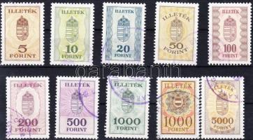 Illetékbélyeg sor 5Ft-5000Ft