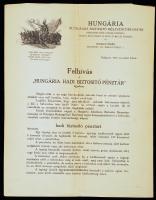 1914 Bp., A Hungária Általános Biztosító Részvénytársaság felhívása a Hungária Hadi Biztosító Pénztár" ügyében