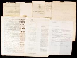 cca 1860-1940 Okmányok gyűjteménye, összesen kb 100 db különféle témával, sok okmánybélyegessel
