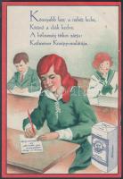 A Kathreiner malátakávé, a valódi Franck kávépótlék litho reklámos szórólapja, 12x17 cm