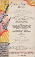 1941 Az American Export Lines egyik hajójának az S.S. Exeter étlapja reggelihez / 1941 Breakfast menu, S.S. Exter ship, American Export Lines