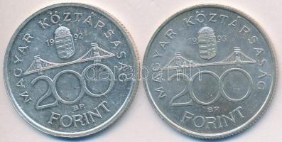 1992-1993. 200Ft Ag "MNB" (2x) T:2,2-