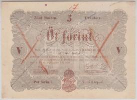 1848. 5Ft "Kossuth bankó" barna, áthúzással érvénytelenítve T:restaurált
