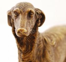 Bronz agár szobor, jelzés nélkül, fa talapzaton, 19,5×10,5×18,5 cm