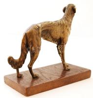 Bronz agár szobor, jelzés nélkül, fa talapzaton, 19,5×10,5×18,5 cm