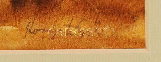 Komjáti-Wanyerka Gyula (1894-1958): Tehenek. Akvarell, papír, jelzett, üvegezett keretben, 27×34 cm