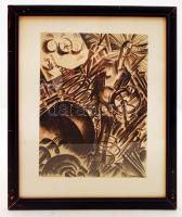 Ruzicskay György (1896-1993): Technika. Algrafia, papír, jelzett az algrafián, üvegezett keretben 24×18 cm