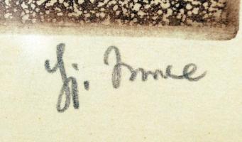 Imre István (1950-): Gondolatok. rézkarc, papír, jelzett, üvegezett keretben, 19×29 cm