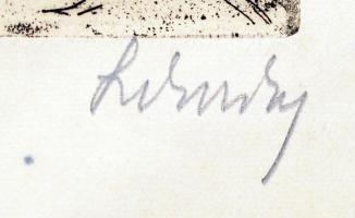 Lenkey Zoltán (1936-1983): Új városrész. Rézkarc, papír, jelzett, 21×28 cm