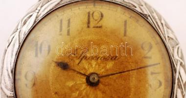 cca 1900-1930 Ezüst (Ag.) Speciosa olasz zsebóra, kissé kopott, gravírozott számlappal, körülötte ga...