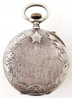cca 1900-1930 Ezüst (Ag.) Speciosa olasz zsebóra, kissé kopott, gravírozott számlappal, körülötte ga...