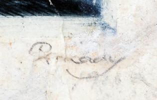 Réfi-Kádi János (1894-?): Felhők. Rézkarc, papír, sérült, jelzett, 22×15 cm