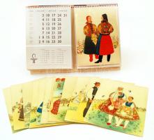 Magyar dallamok, 1965-ös asztali naptár Colorvox képeslap hanglemezekkel + 12 db magyar népdalokat tartalmazó Colorvox képeslap hanglemez