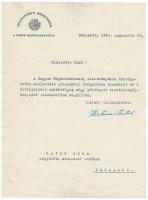 1949 A Magyar Népköztársaság Alkotmányának törvényre emelkedésének alkalmából forgalomba bocsájtott 60f értékű emlékbélyeg tisztelet példányát küldi Katona Antal Ratkó Anna Népjóléti miniszter úrnőnek. 22,5x16,5cm