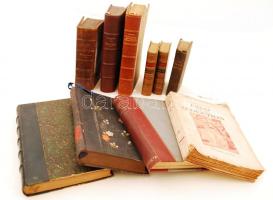 Regények francia nyelven, nagy részük szép egész- ill., fél bőr kötésben, bordázott gerinccel. Balzac, Maupassant, Concourt, Faurie, Rebell, Daudet, Legras, Pellico, Vigny. Összeasen 10db