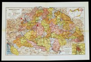 1927 Magyarország politikai térképe, tervezte Czakó István, Magyar Földrajzi Intézet R.T., 42x32 cm