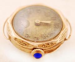 14 K arany (Au.) régi női karóra, számlapja piszkos, szíja hiányzik, jelzés nélkül, működik, br. 7,8...
