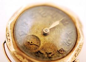14 K arany (Au.) régi női karóra, számlapja piszkos, szíja hiányzik, jelzés nélkül, működik, br. 7,8...