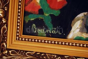 Bednár jelzéssel: Copfos lány. Olaj, karton, sérült, dekoratív keretben, 46×32 cm